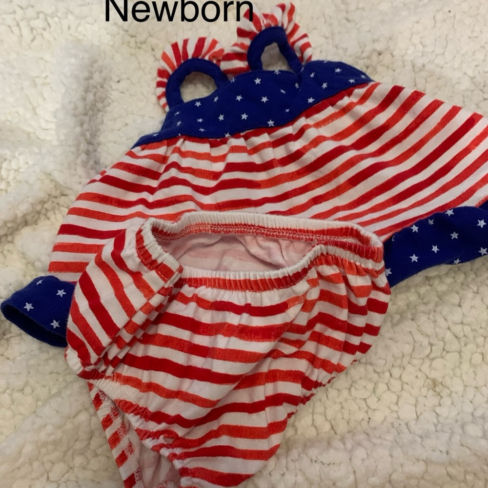 Red and Blue Striped Baby Outfit